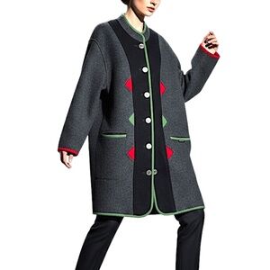 Vintage Geiger Austria pure boiled wool grey boxy Tyrol sweater coat coatigan 40